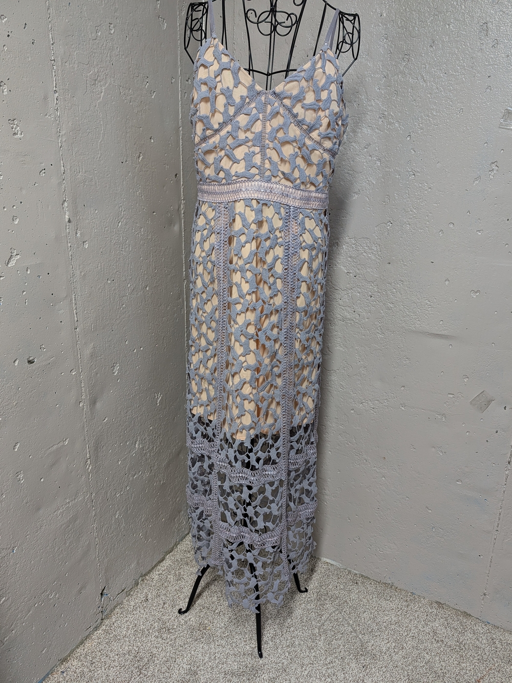 ELLIATT Perwinkle Blue Tingle Dress Romantic Lace Midi length
